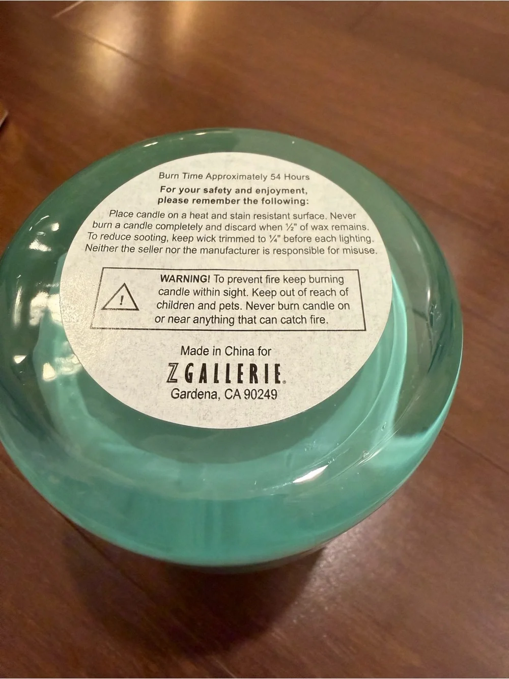 Z Gallerie Glow Scented Candle - Turquoise & Gold Accents